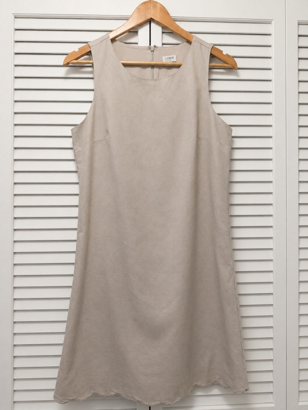 J. Crew Cream Sleeveless Scallop-Hem Shift Dress - Picture 3 of 7